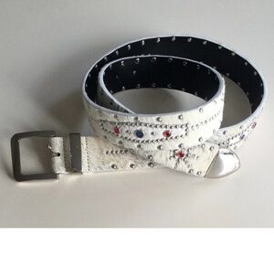 Aprilland Studded Calf-Hair White Belt